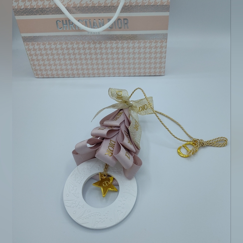 Dior Blush Pink Ribbon Holiday Fragrance Stone Ornament Gift Box Limited Edition